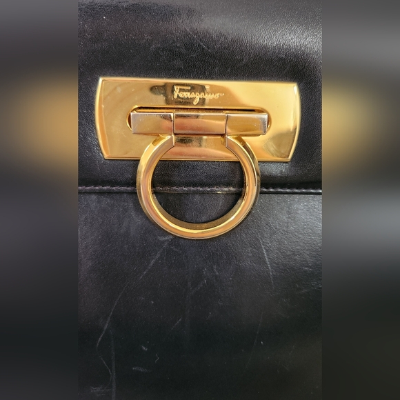 Salvatore Ferragamo Vintage Black Satchel with Gold Accents - Picture 10 of 16